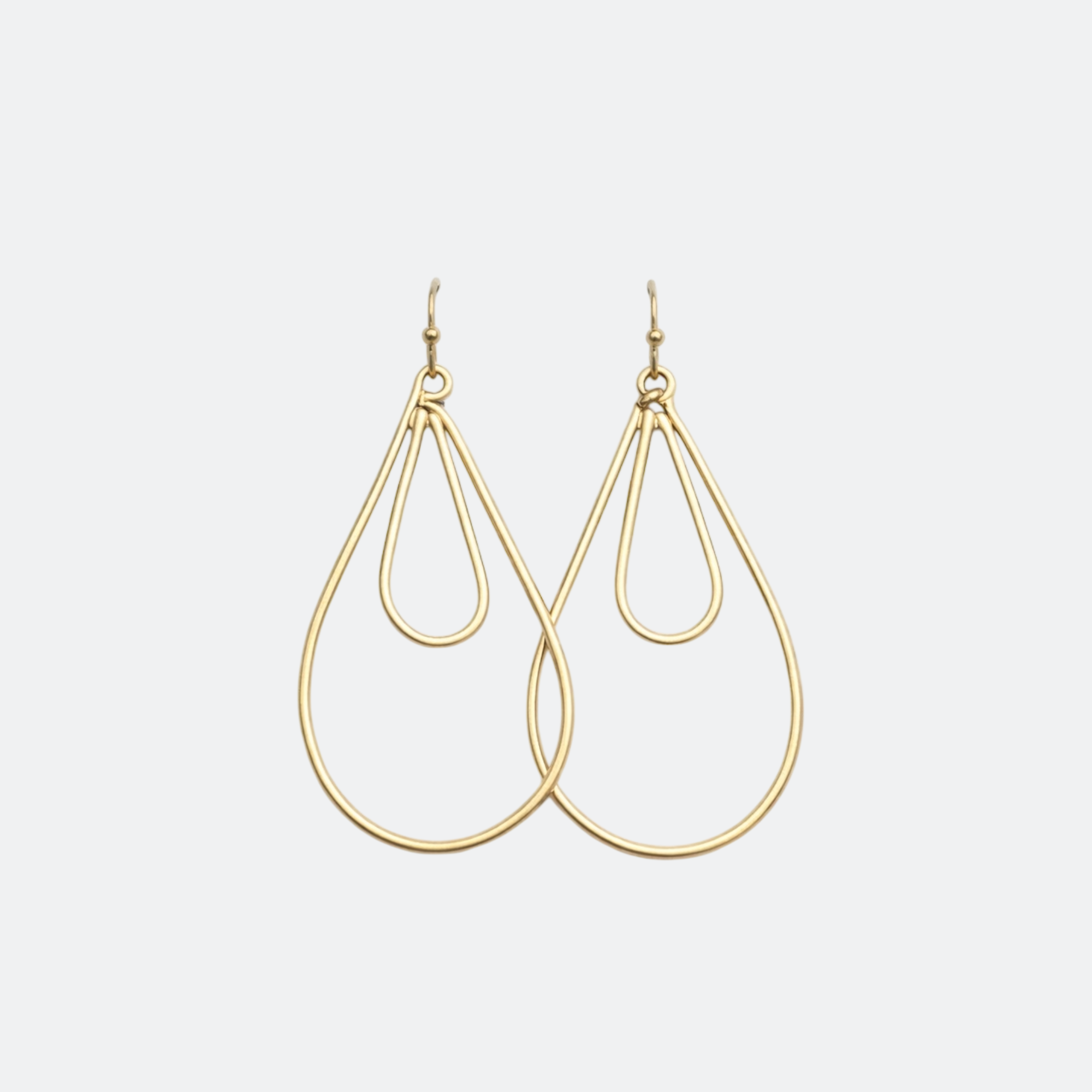 Brass Double Teardrop Earrings