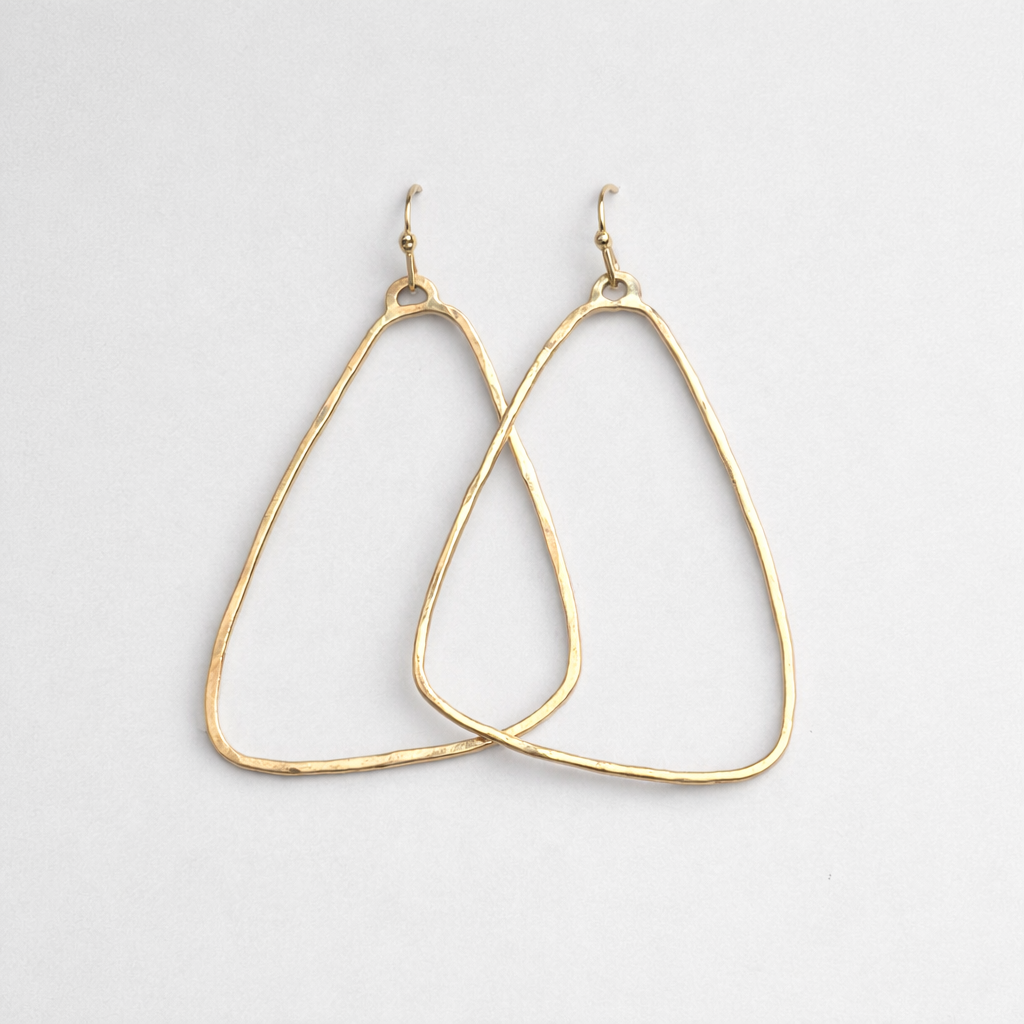 Brass Abstract Triangle Earrings